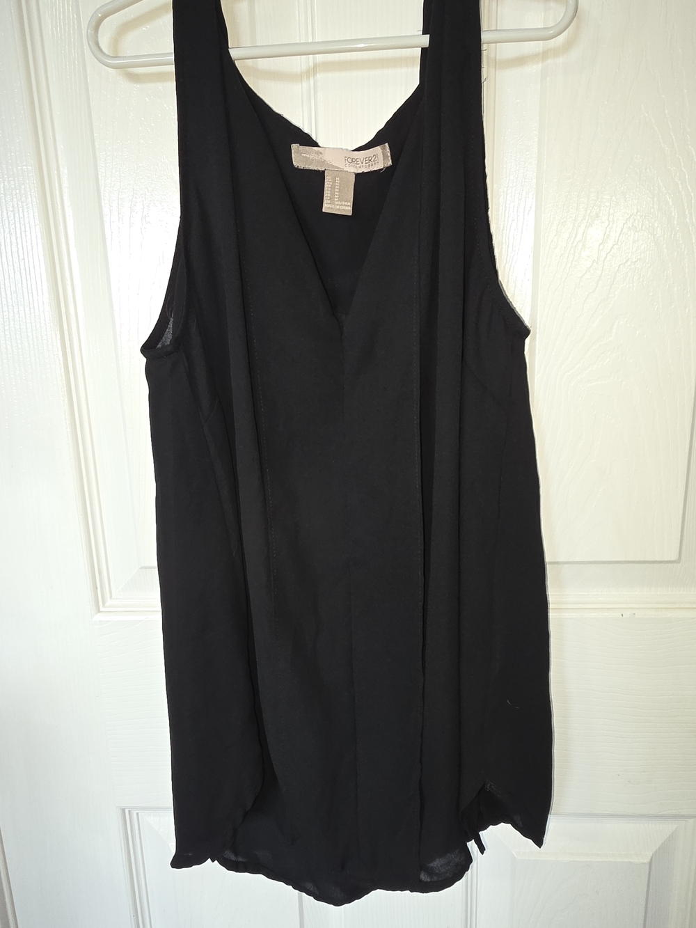 Forever 21 Black V-Neck Draped Tank Top